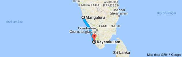 Mangalore to Kayamkulam route, distance, time and road conditions