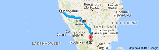 Mangalore to Kodaikanal route, distance, time and road conditions