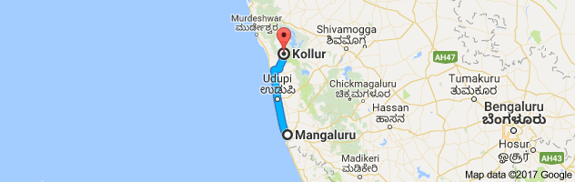 Mangalore to Kollur route, distance, time and road conditions