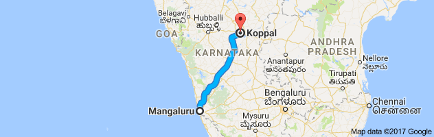 Mangalore to Koppal route, distance, time and road conditions