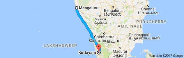 Mangalore to Kottayam route, distance, time and road conditions