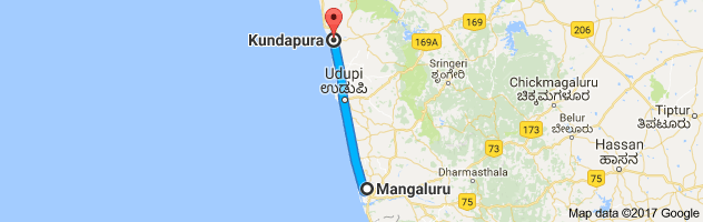 Mangalore to Kundapura route, distance, time and road conditions