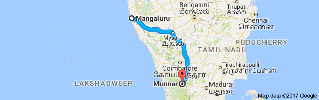 Mangalore to Munnar route, distance, time and road conditions