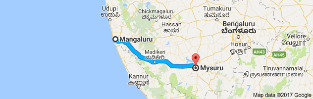 Mangalore to Mysore route, distance, time and road conditions