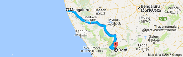 Mangalore to Ooty route, distance, time and road conditions