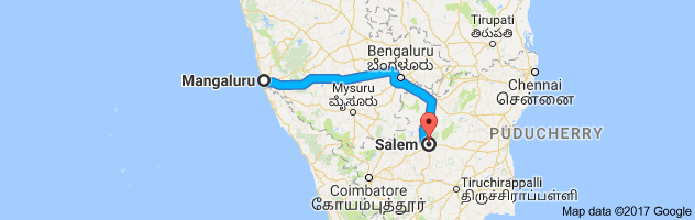 Mangalore to Salem route, distance, time and road conditions