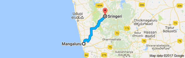 Mangalore to Sringeri route, distance, time and road conditions