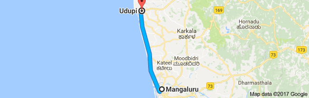 Mangalore to Udupi route, distance, time and road conditions