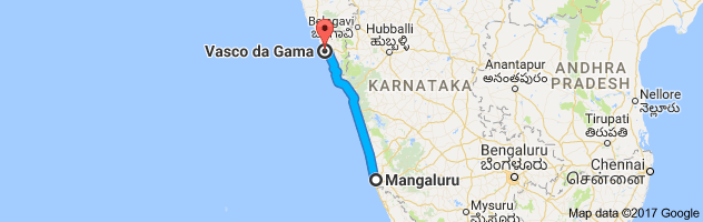 Mangalore to Vasco Da Gama route, distance, time and road conditions