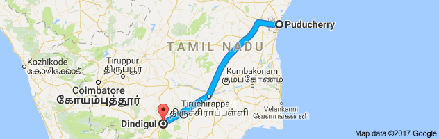 Pondicherry to Dindigul route, distance, time and road conditions