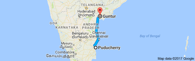 Pondicherry to Guntur route, distance, time and road conditions