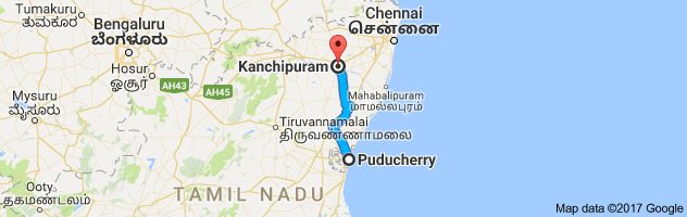 Pondicherry to Kanchipuram route, distance, time and road conditions