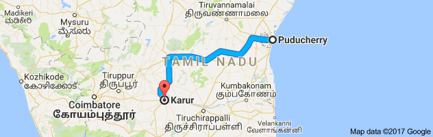 Pondicherry to Karur route, distance, time and road conditions