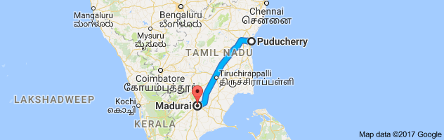 Pondicherry to Madurai route, distance, time and road conditions