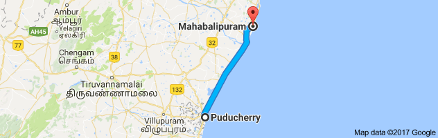 Pondicherry to Mahabalipuram route, distance, time and road conditions