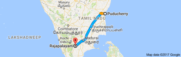 Pondicherry to Rajapalayam route, distance, time and road conditions