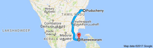 Pondicherry to Rameshwaram route, distance, time and road conditions