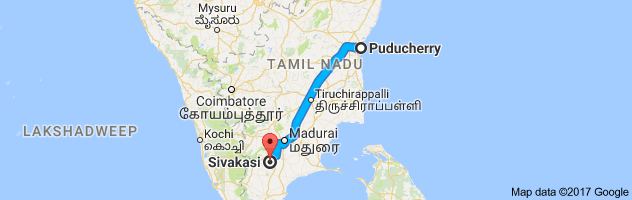 Pondicherry to Sivakasi route, distance, time and road conditions