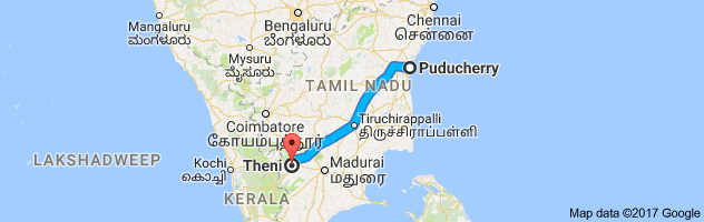 Pondicherry to Theni route, distance, time and road conditions