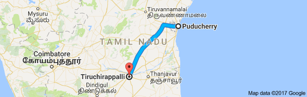 Pondicherry to Trichy route, distance, time and road conditions