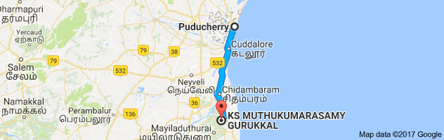 Pondicherry to Vaitheeswaran Koil route, distance, time and road conditions