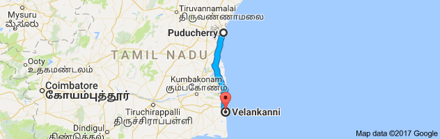 Pondicherry to Velankanni route, distance, time and road conditions