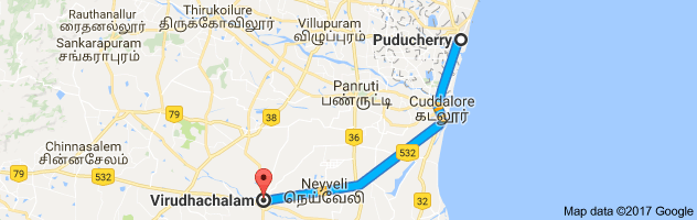 Pondicherry to Virudhachalam route, distance, time and road conditions