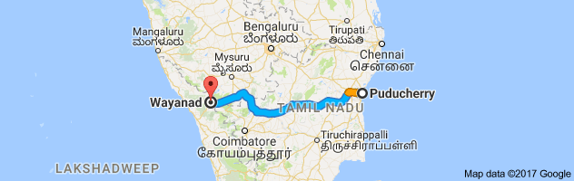 Pondicherry to Wayanad route, distance, time and road conditions