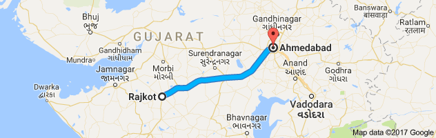 Rajkot to Ahmedabad route, distance, time and road conditions