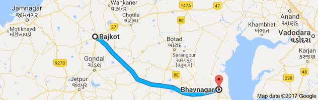 Rajkot to Bhavnagar route, distance, time and road conditions