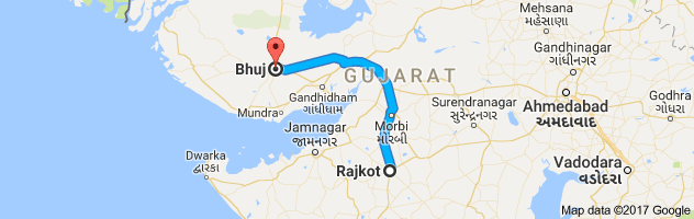 Rajkot to Bhuj route, distance, time and road conditions