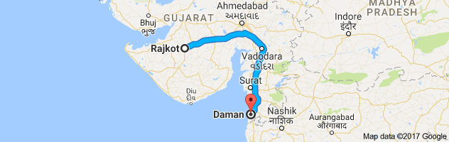 Rajkot to Daman route, distance, time and road conditions