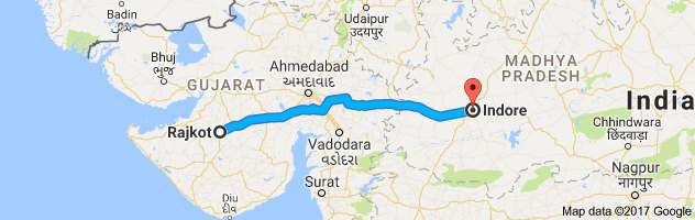 Rajkot to Indore route, distance, time and road conditions