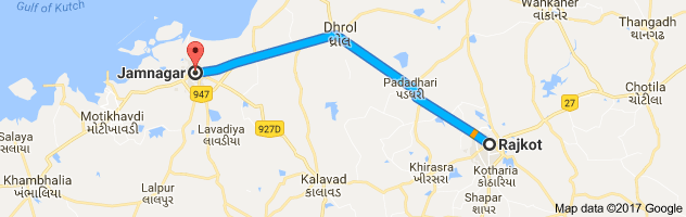 Rajkot to Jamnagar route, distance, time and road conditions