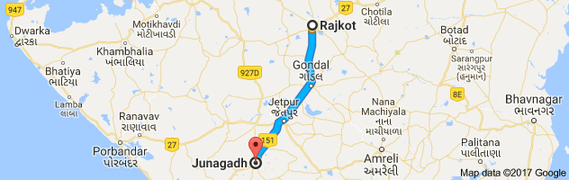 Rajkot to Junagadh route, distance, time and road conditions