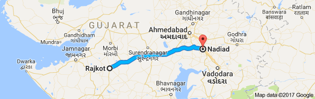 Rajkot to Nadiad route, distance, time and road conditions