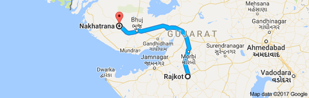 Rajkot to Nakhatrana route, distance, time and road conditions