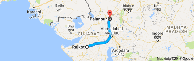 Rajkot to Palanpur route, distance, time and road conditions