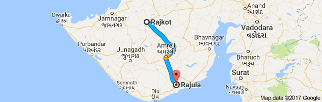 Rajkot to Rajula route, distance, time and road conditions