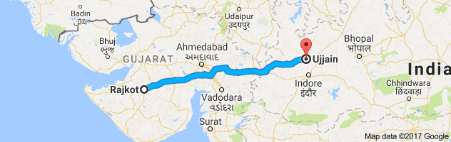 Rajkot to Ujjain route, distance, time and road conditions