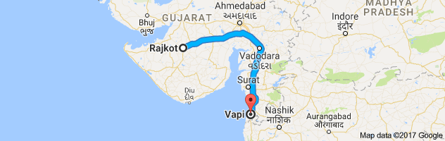 Rajkot to Vapi route, distance, time and road conditions