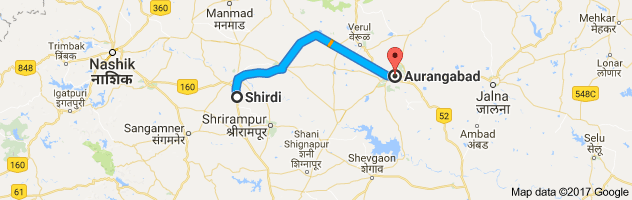 Shirdi to Aurangabad route, distance, time and road conditions