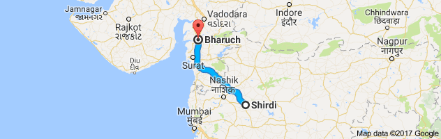 Shirdi to Bharuch route, distance, time and road conditions