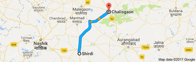 Shirdi to Chalisgaon route, distance, time and road conditions