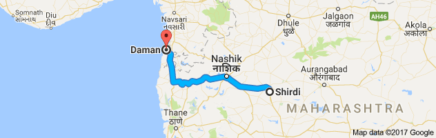 Shirdi to Daman route, distance, time and road conditions