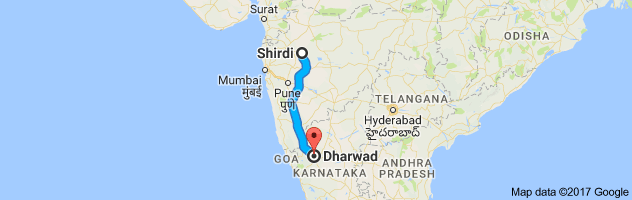 Shirdi to Dharwad route, distance, time and road conditions