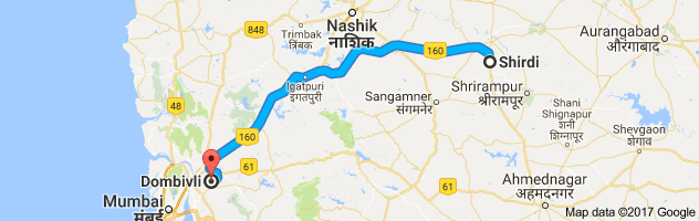 Shirdi to Dombivli route, distance, time and road conditions