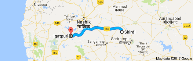 Shirdi to Igatpuri route, distance, time and road conditions