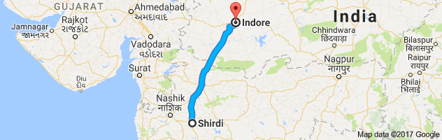 Shirdi to Indore route, distance, time and road conditions