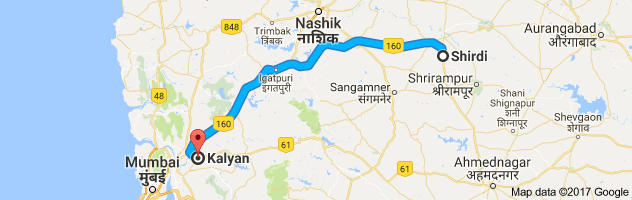 Shirdi to Kalyan route, distance, time and road conditions